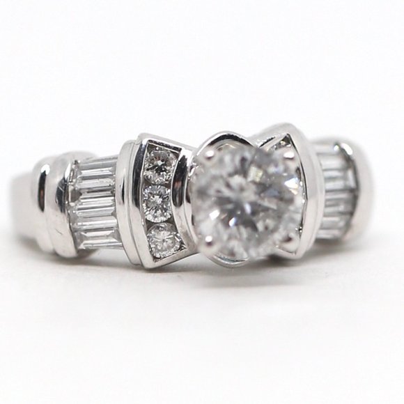 1.68 Carat 14k White Gold Diamonds Engagement Ring - Picture 9 of 12